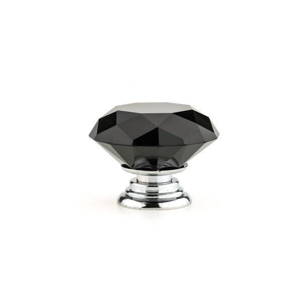 Richelieu 2 in (50 mm) Chrome, Black Contemporary Metal, Crystal Cabinet Knob - BP87765014090