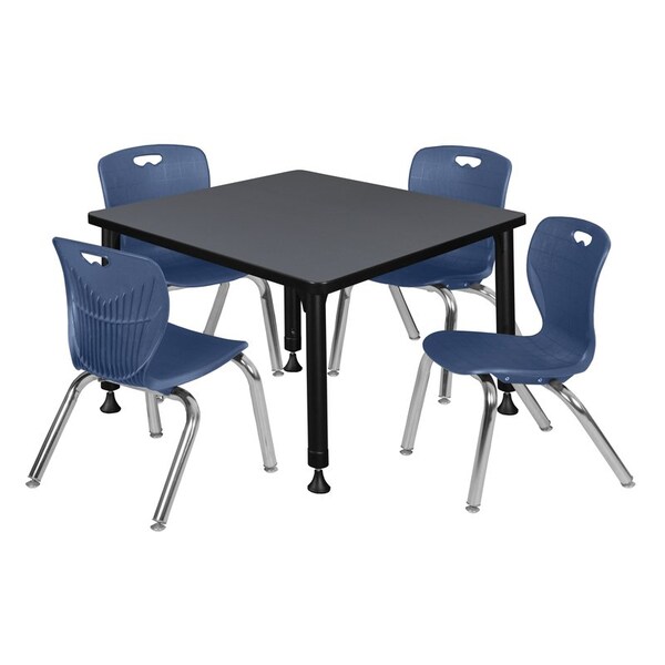 Regency Tables > Height Adjustable > Square Table & Chair Sets, 30 W, 30 L, 23-36 H, Grey - TB3030GYAPBK45NV