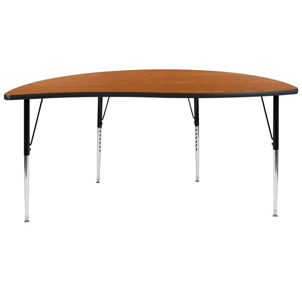 Flash Furniture Half Round 30 W, 60 L, 30.25 H, Chrome, Laminate, Particleboard, Steel, Wood Grain - XU-A60-HCIRC-OAK-T-A-GG