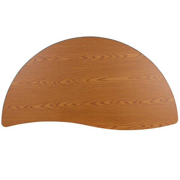 Flash Furniture Half Round 30 W, 60 L, 30.25 H, Chrome, Laminate, Particleboard, Steel, Wood Grain - XU-A60-HCIRC-OAK-T-A-GG