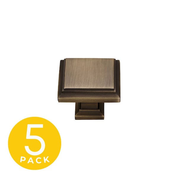 Sapphire Accent Series 1-1/4 in. Modern Medium Aged Bronze Square Cabinet Knob (5-Pack) - SP-1071-K-MAB-5