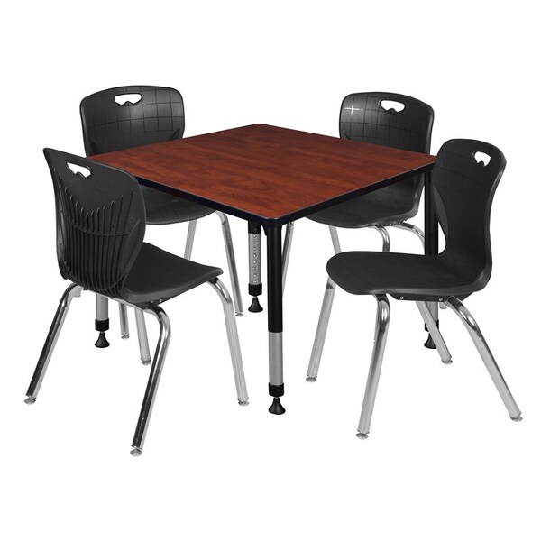 Regency Tables > Height Adjustable > Square Table & Chair Sets, 30 W, 30 L, 23-35 H, Cherry - TB3636CHAPBK40BK