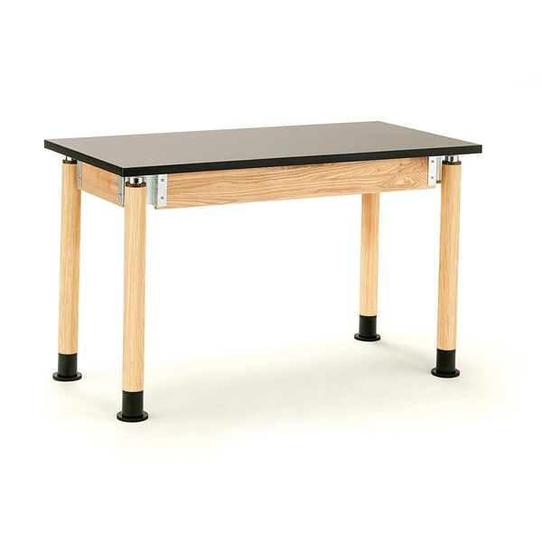 Toyopia SLT3060AH-OK 30 x 60 in. Adjustable Height Chemical Resistant Top Science Table with Oak Legs - TO3663149