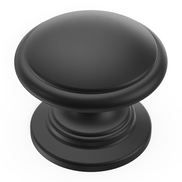 Hickory Hardware Williamsburg Collection Knob 1-1/4 Inch Diameter Matte Black Finish - P3053-MB