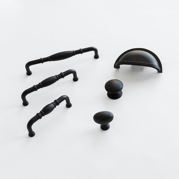 Hickory Hardware Williamsburg Collection Knob 1-1/4 Inch Diameter Matte Black Finish - P3053-MB