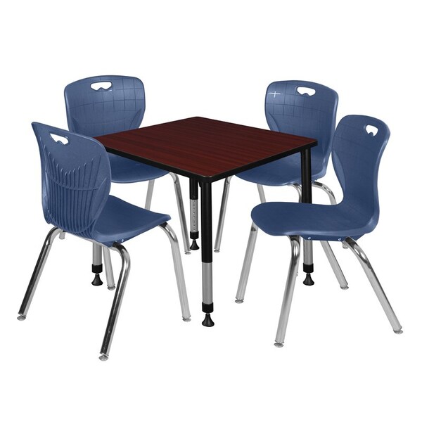 Regency Tables > Height Adjustable > Square Table & Chair Sets, 30 W, 30 L, 23-37 H, Mahogany - TB3030MHAPBK40NV