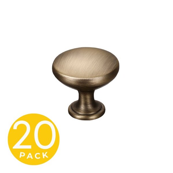 Sapphire Alpha Series 1 in. Modern Medium Aged Bronze Round Cabinet Knob (20-Pack) - SP-1145-K-MAB-20