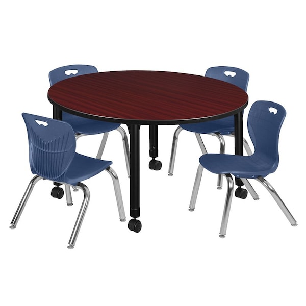 Regency Tables > Height Adjustable > Round Mobile Table & Chair Sets, 48 W, 48 L, 23-34 H, Mahogany - TB48RNDMHAPCBK45NV