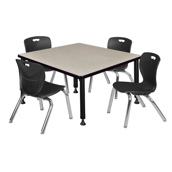 Regency Tables > Height Adjustable > Square Table & Chair Sets, 30 W, 30 L, 23-39 H, Maple - TB4242PLAPBK45BK