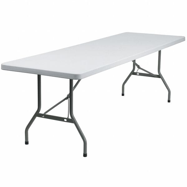 Flash Furniture Rectangle Wh 30X96 Plastic Fold Table, 30" W, 96" L, 29" H, Granite White - DAD-YCZ-244-GW-GG