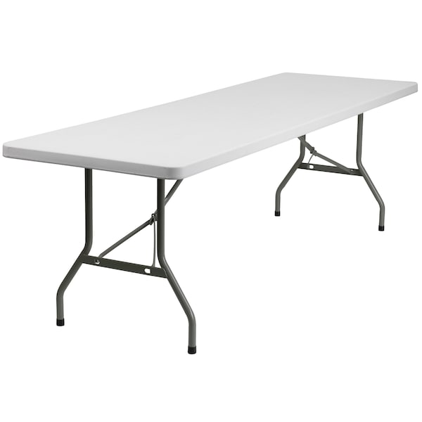 Flash Furniture Rectangle Wh 30X96 Plastic Fold Table, 30" W, 96" L, 29" H, Granite White - DAD-YCZ-244-GW-GG