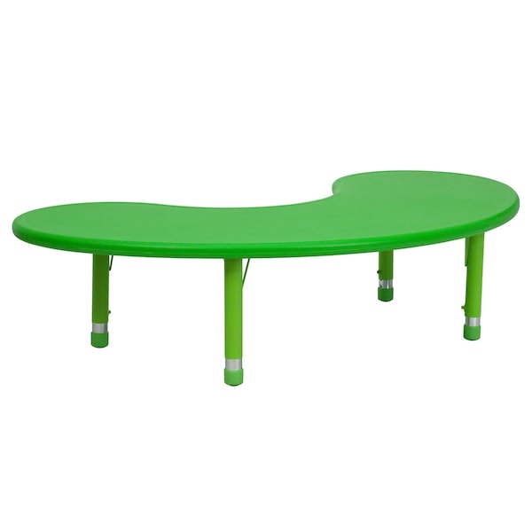 Flash Furniture Kidney Activity Table, 35 W, 65 L, 23.75 H, Plastic, Steel, Green - YU-YCX-004-2-MOON-TBL-GREEN-GG