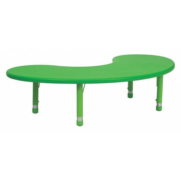 Flash Furniture Kidney Activity Table, 35 W, 65 L, 23.75 H, Plastic, Steel, Green - YU-YCX-004-2-MOON-TBL-GREEN-GG