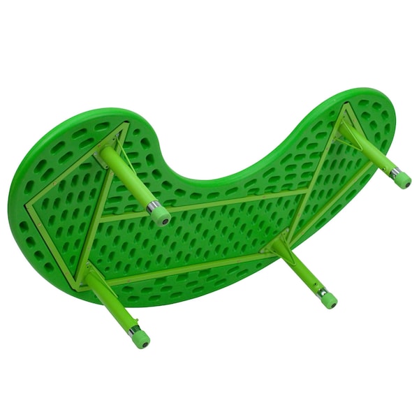 Flash Furniture Kidney Activity Table, 35 W, 65 L, 23.75 H, Plastic, Steel, Green - YU-YCX-004-2-MOON-TBL-GREEN-GG