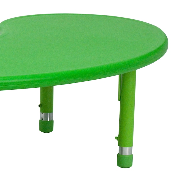 Flash Furniture Kidney Activity Table, 35 W, 65 L, 23.75 H, Plastic, Steel, Green - YU-YCX-004-2-MOON-TBL-GREEN-GG