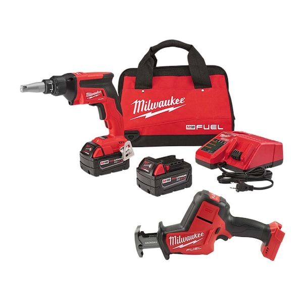 Milwaukee Tool Cordless Drywall Screw Gun Kit, Hackzall - 2866-22, 2719-20