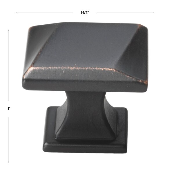 Gliderite Hardware 1-1/4 in. Square Twisted Knob Oil Rubbed Bronze, 25PK - 5865-ORB-25