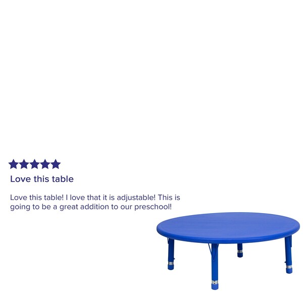 Flash Furniture Round Activity Table, 45 W, 45 L, 23.75 H, Plastic, Steel, Blue - YU-YCX-005-2-ROUND-TBL-BLUE-GG