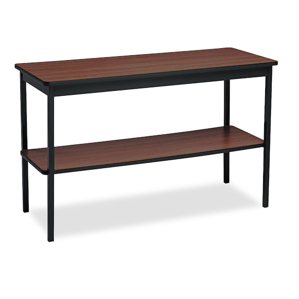 Barricks Rectangle Utility Table, 48" W, 18" L, 30" H, Walnut/Black Woodgrain Laminate - UTS1848-WA