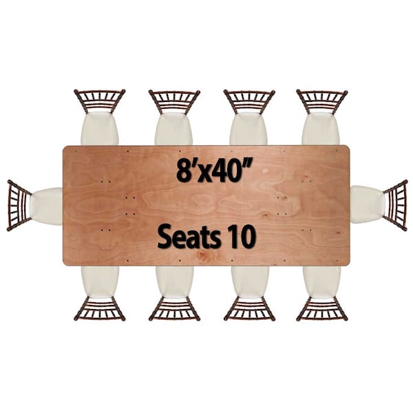 Atlas Commercial Products Titan Series Wood Folding Table, 8Ft. x 40 Queen Banquet, Vinyl Edge - WFT5-4096