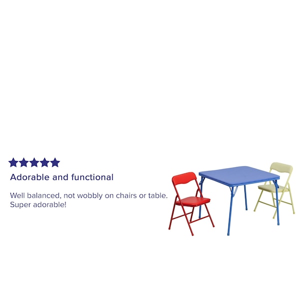 Flash Furniture Square Folding Table, 24" W, 24" L, 20.25" H, Vinyl, Blue - JB-10-CARD-GG