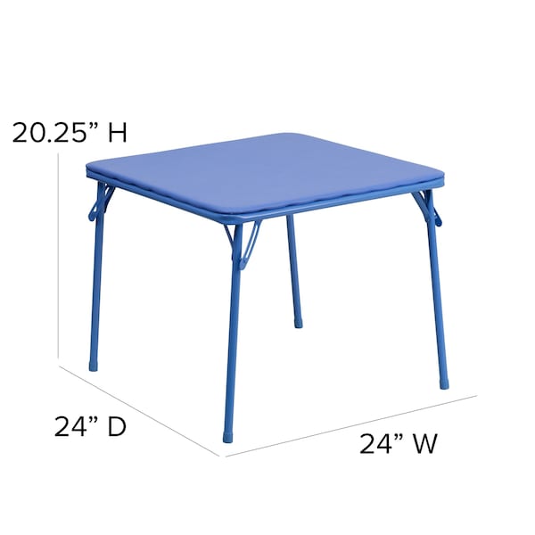 Flash Furniture Square Folding Table, 24" W, 24" L, 20.25" H, Vinyl, Blue - JB-10-CARD-GG
