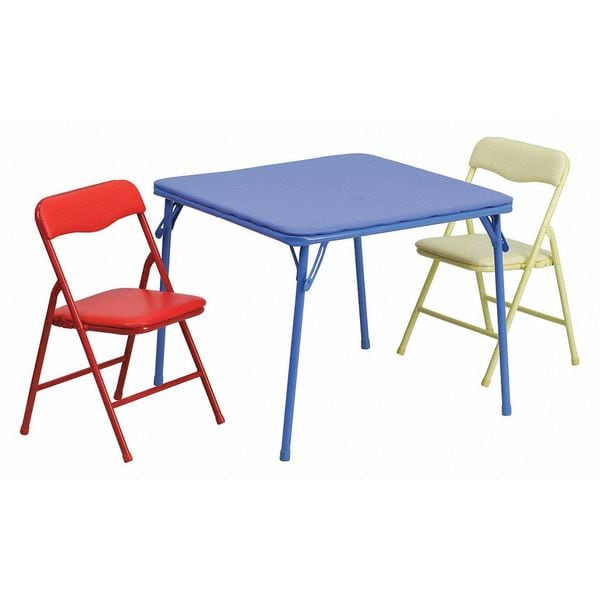 Flash Furniture Square Folding Table, 24" W, 24" L, 20.25" H, Vinyl, Blue - JB-10-CARD-GG