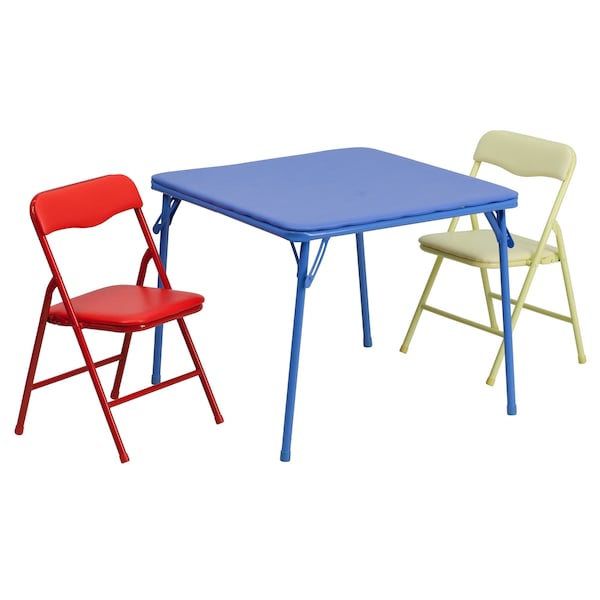 Flash Furniture Square Folding Table, 24" W, 24" L, 20.25" H, Vinyl, Blue - JB-10-CARD-GG