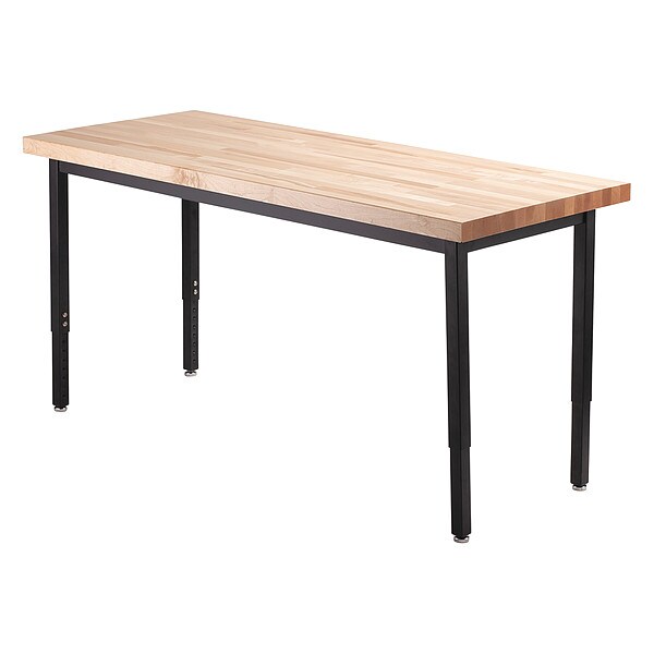 National Public Seating Rectangle Utility Table, Height Adjustable, 24" x 4, 24" W, 48" L, 22.25-37.25" H, Maple - HDT3-2448B
