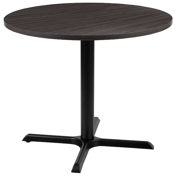 Flash Furniture Round 35.5" W, 35.5" L, 30" H, Laminate Top, Grey - GC-M-BLK-15-GRY-GG