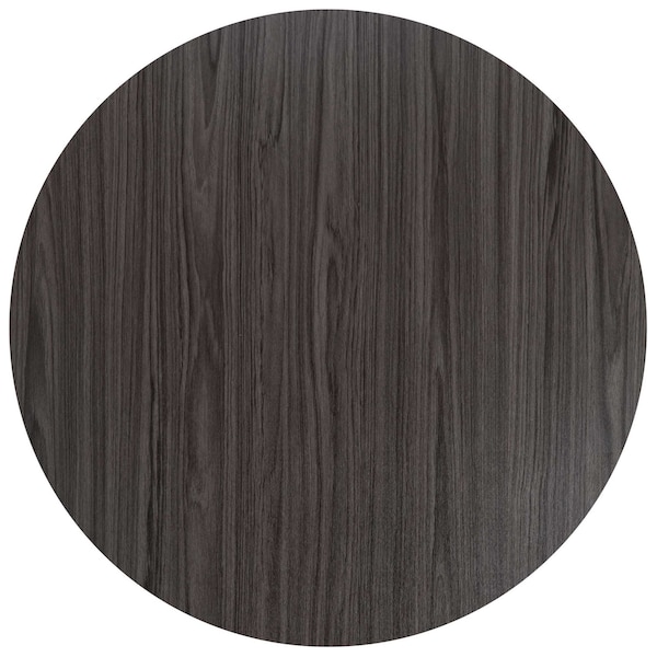 Flash Furniture Round 35.5" W, 35.5" L, 30" H, Laminate Top, Grey - GC-M-BLK-15-GRY-GG