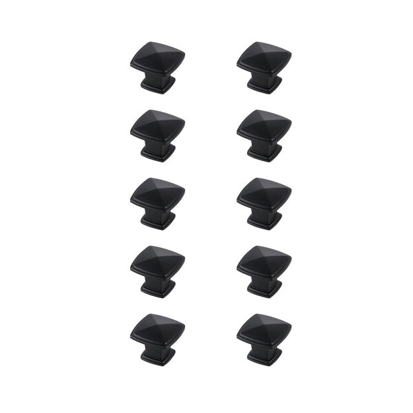 Elegant Decor 1.2 in. Marcel Multipack Square Knob, Matte Black, 10PK - KB2023-MB-10PK