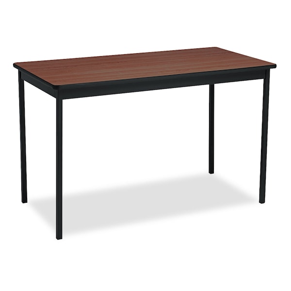 Barricks Rectangle Utility Table, 48" W, 24" L, 30" H, Walnut/Black Woodgrain Laminate - UT244830-WA
