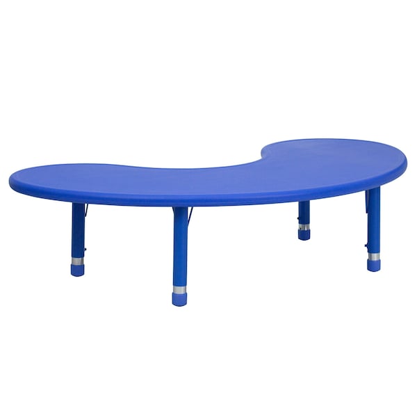 Flash Furniture Kidney Activity Table, 35 W, 65 L, 23.75 H, Plastic, Steel, Blue - YU-YCX-004-2-MOON-TBL-BLUE-GG
