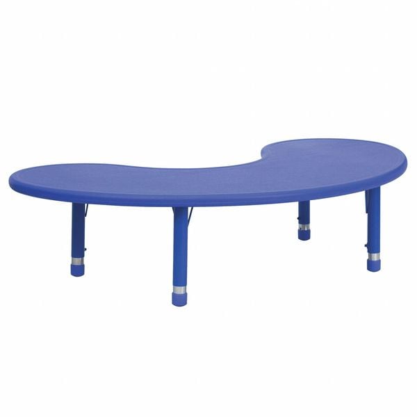 Flash Furniture Kidney Activity Table, 35 W, 65 L, 23.75 H, Plastic, Steel, Blue - YU-YCX-004-2-MOON-TBL-BLUE-GG