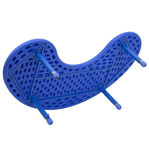 Flash Furniture Kidney Activity Table, 35 W, 65 L, 23.75 H, Plastic, Steel, Blue - YU-YCX-004-2-MOON-TBL-BLUE-GG