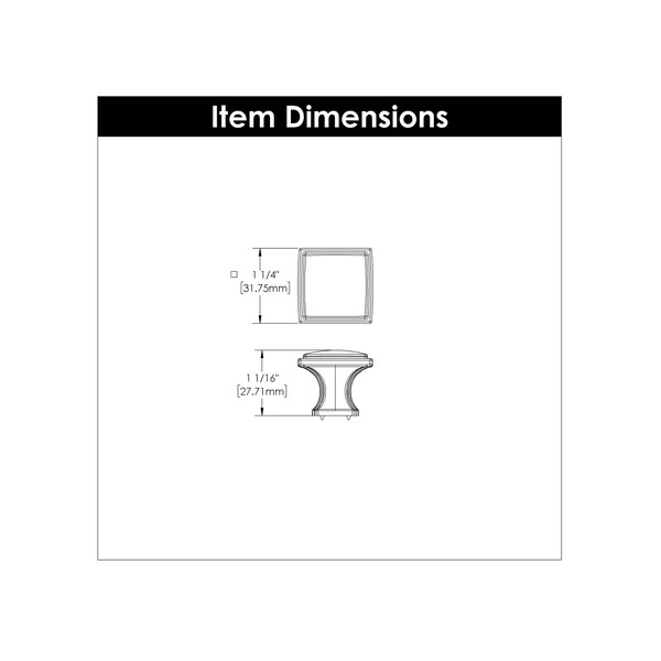 Hickory Hardware Knob 1-1/4 Inch Diameter, 10PK - P3240-CH-10B
