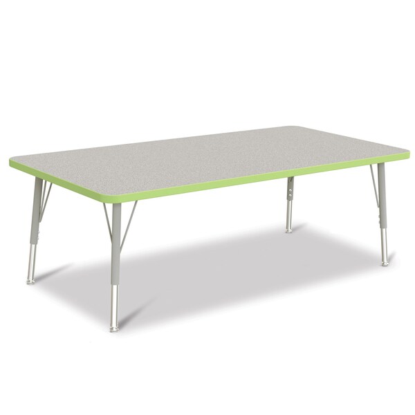 Jonti-Craft Berries Rectangle Activity Table, 30 in. x 60 in., E-height, Freckled Gray/Key Lime/Gray - 6408JCE130
