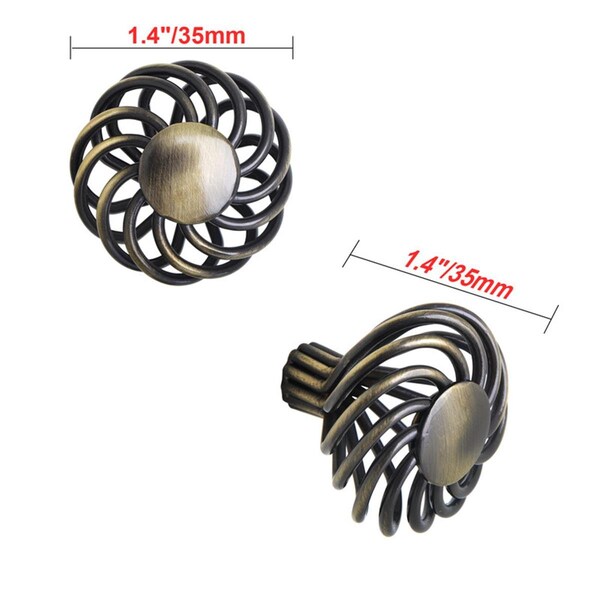 Camp Usa HW322PLAB021 Aire Round Swirl Cabinet Knob, 1.4 in. Dia., Antique Brass, 5PK - CA3901424