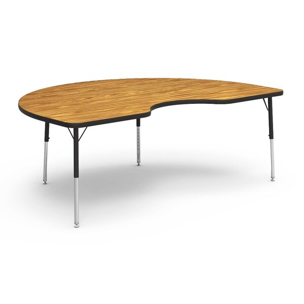 Virco 48 in. W, 72 in. L, 17-25 in. H, Medium Oak Top / Black Edge - 48KID72LO