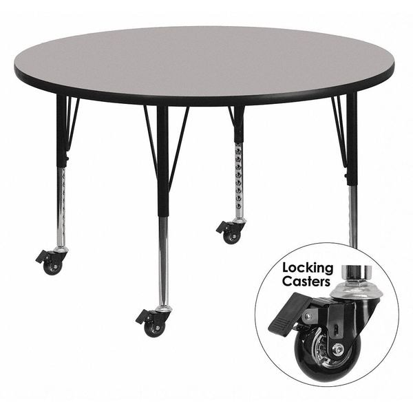 Flash Furniture Round Activity Table, 48" W, 48" L, 25.37" H, Laminate, Grey - XU-A48-RND-GY-T-P-CAS-GG