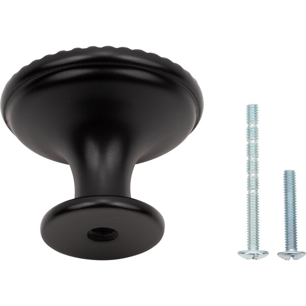 Designperfect 1-1/4 Diameter Round Cabinet Knob, Matte/Flat Black, 10PK - DPA10R11KBLK