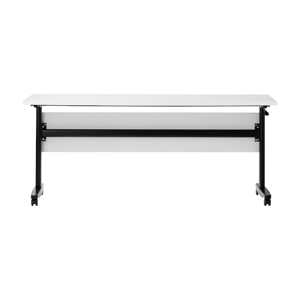 Flash Furniture Palmer 72in. x 24in. HD Nesting Table w/T-Legs, Modesty Panel, 1in. Thick White Tabletop, Blk Frame - MT-M7224-T-LEG-WHTBLK-GG