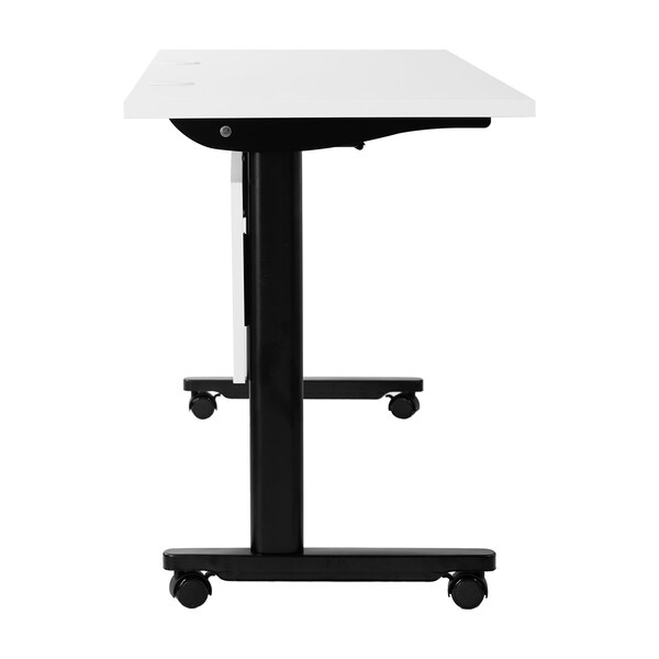 Flash Furniture Palmer 72in. x 24in. HD Nesting Table w/T-Legs, Modesty Panel, 1in. Thick White Tabletop, Blk Frame - MT-M7224-T-LEG-WHTBLK-GG