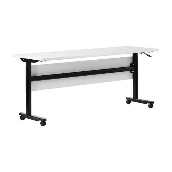Flash Furniture Palmer 72in. x 24in. HD Nesting Table w/T-Legs, Modesty Panel, 1in. Thick White Tabletop, Blk Frame - MT-M7224-T-LEG-WHTBLK-GG