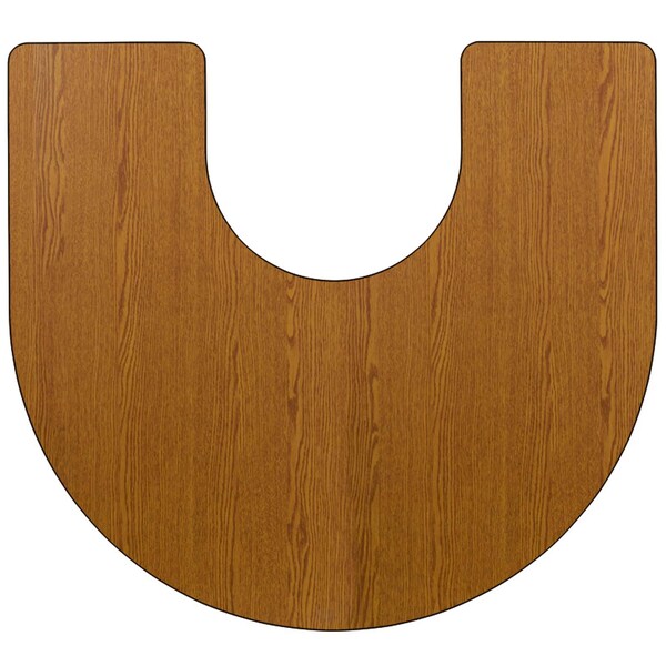 Flash Furniture Horseshoe Activity Table, 60" W, 66" L, 25.37" H, Laminate, Wood Grain - XU-A6066-HRSE-OAK-T-P-CAS-GG