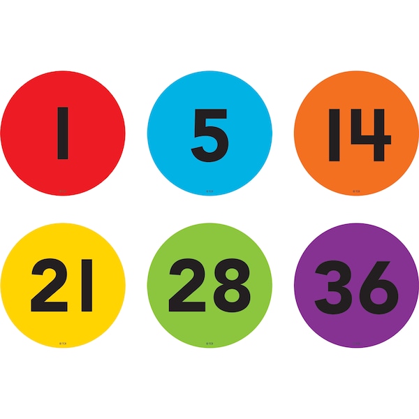 Teacher Created Resources Spot On Numbers 1-36 Floor Markers, 4in. - 77512