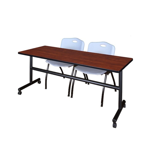 Kobe Rectangle Tables > Nesting Tables > Kobe Flip Top Table & Chair Sets, 72 W, 24 L, 29 H, Cherry - MKFT7224CH47GY