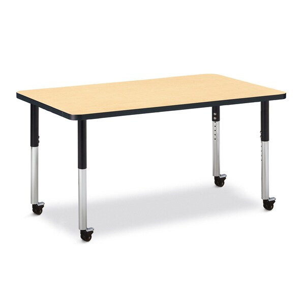 Jonti-Craft Berries Rectangle Activity Table, 30 in. x 48 in., Mobile, Maple/Black/Black - 6473JCM011