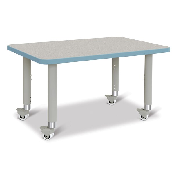 Jonti-Craft Berries Rectangle Activity Table, 24 in. x 36 in., Mobile, Freckled Gray/Coastal Blue/Gray - 6478JCM131